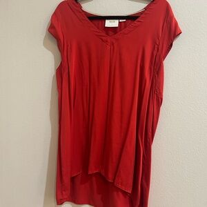 Anthropologie Mauve Burnt-Red V-Neck Blouse